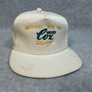 Vintage Michael Waltrip Cox Wood Racing Hat Adult OSFA White NASCAR Trucker Race